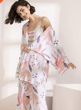HOT SLING 3Pcs Soft Pajama Set For SPRING & FL Ladies Sl