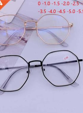 Men Vintage Anti Blue light Minus Glasses Frame With Degree