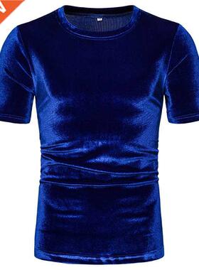 Summer Men velvet round neck short sleeve t-shirt vintage hi