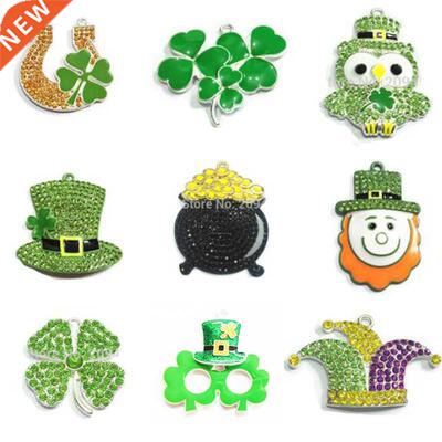 Wholesale 10pcs/Bag Zinc Alloy Rhinestone/Enamel Clover /H