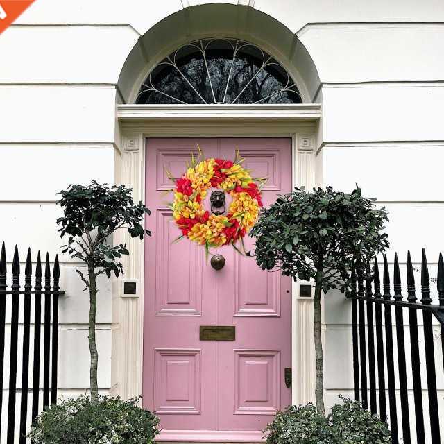 45cm Tulip Wreath Floral Twig Garland All Seasons Decoration