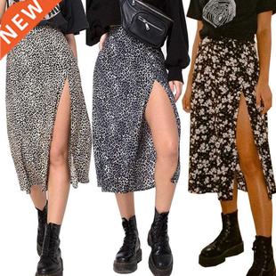 Women Skirt Harajuku leopard flower printed package hip tall