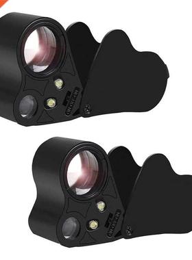 2 Pack Foldable Jewelry Loupe,30X 60X Lighted Illuminated Je