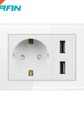 SRAN Two gang E socket with usb,dual usb charger port 5v 2.1