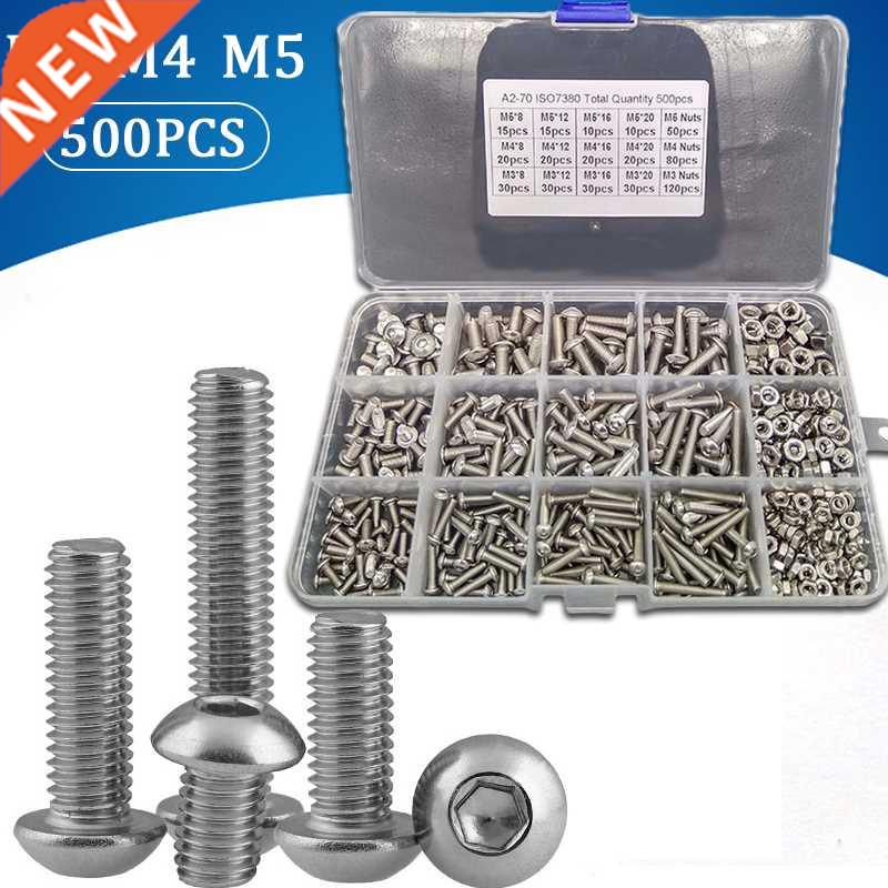 500pcs/box M2.5 M3 M4 M5 Socket Head Bolt Nut Screws Mounti