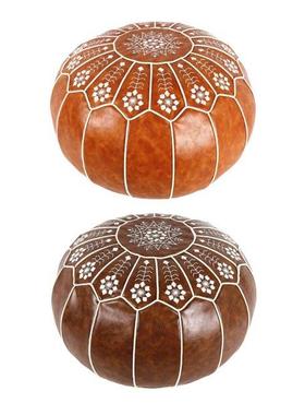 Round Morrocan Pouf Ottoman Cover Embroider Craft Boho 21inc