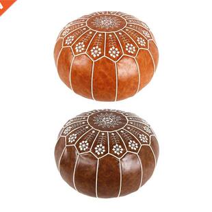 Round Morrocan Pouf Ottoman Cover Embroider Craft Boho 21inc