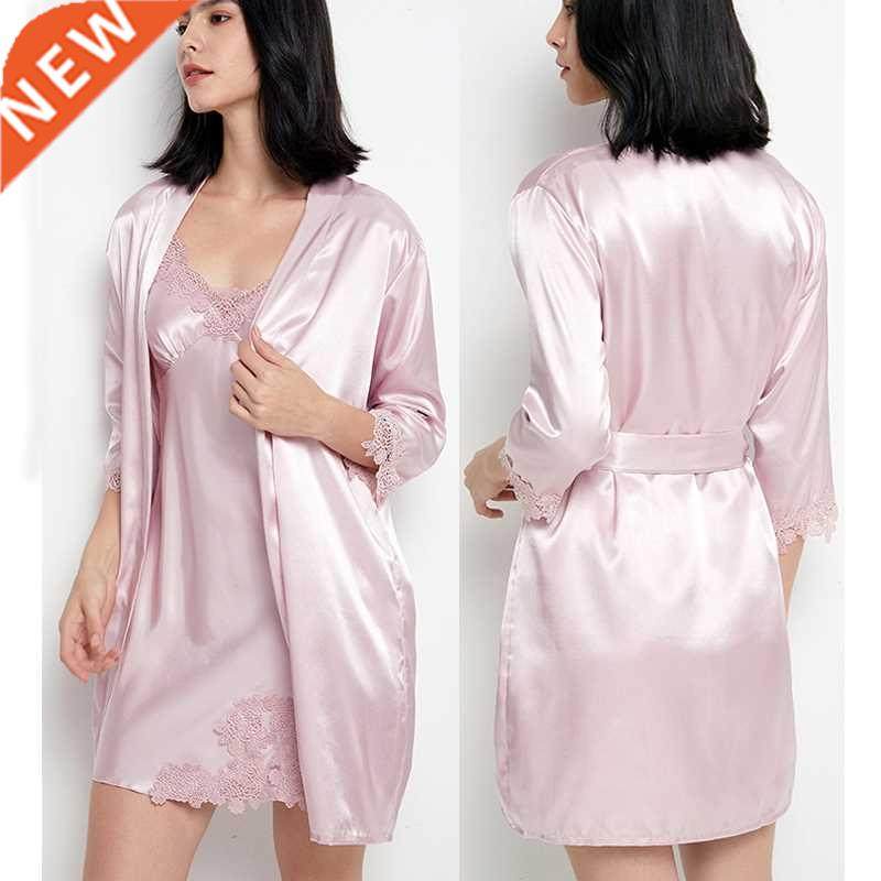 Plus Size 5PC Sleepwear Female Pajamas Set Satin Pyjamamas S