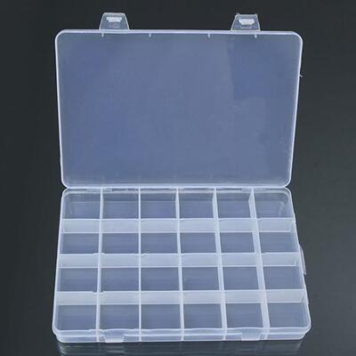 24 Compartments Plastic Box Case Jewelry Bead Storage Contai