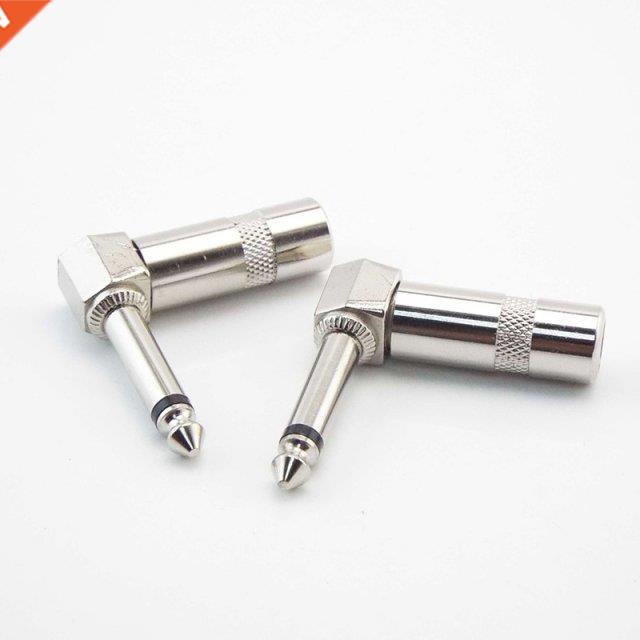 1/4 Inch 6.35mm L-shape Jack Right Angle Male Mono Plug Conn