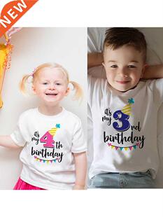 New Kids Boys Girls Summer Birthday T-shirts Short Sleeved T