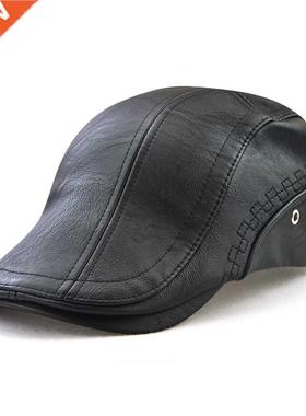 New Autun Winter Beret Caps Unisex ens Hats PU Leather Sol