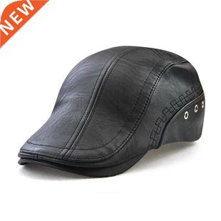 ens Sol Winter Leather Hats Unisex Caps Beret Autun New
