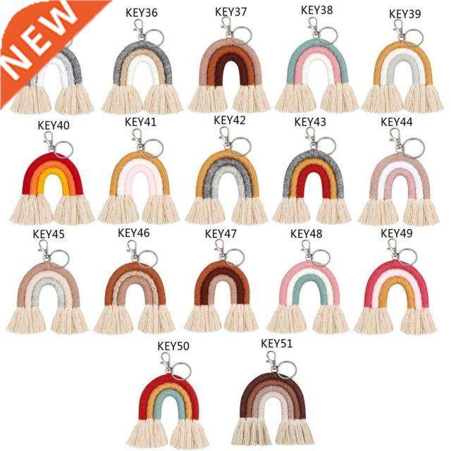 Weaving Rainbow Keychains for Women Boho Handmade key Holder