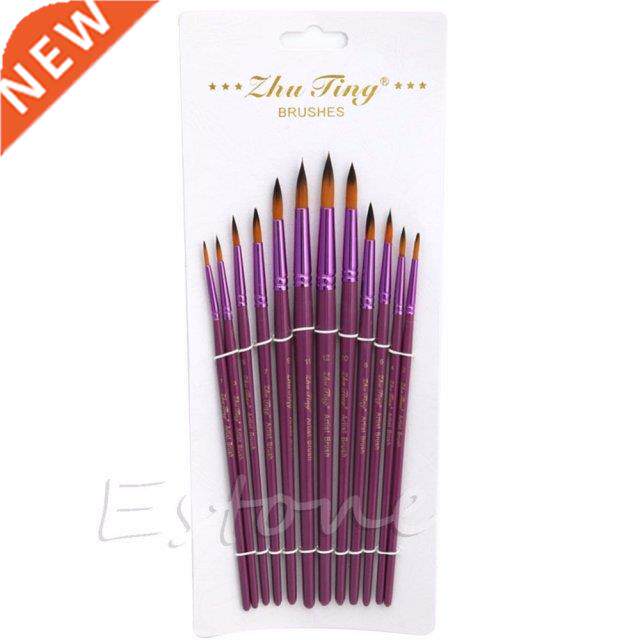 New Hot 12Pcs/Set Artist Nylon Hair Brush Tip Pointed He