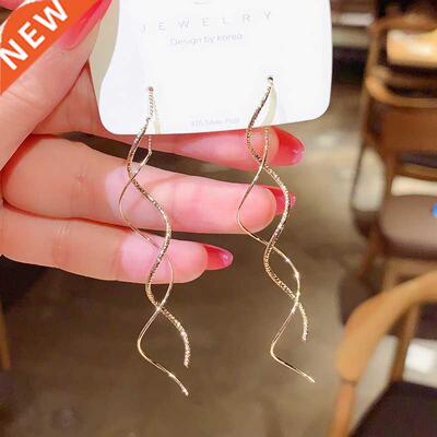 Korean pearl love tassel earrings ladies long style wild fac