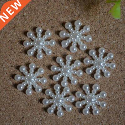 100Pcs Snowflake Artificial Flatback Pearl Christmas Card Ma