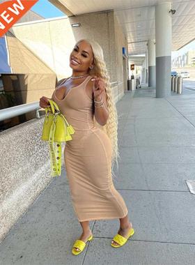 Women’s Casual Sleeveless Bodycon Slim Sundress Solid