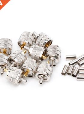 10PCS UHF Male PL259 Plug Crimp RG58/142 LMR195 RG400 Screwe