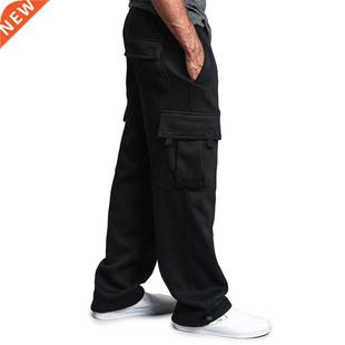 Casual Men Pants Solid Color Drawstring Loose Sports Trouser