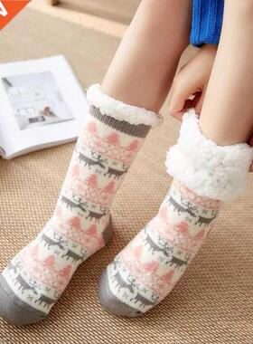 Thicken Plus Cotton Winter Socks Women Sleep Warm Non-Slip S