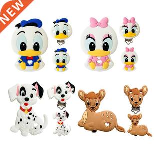 bead baby duck ini clip teether pacifier silicone 1set