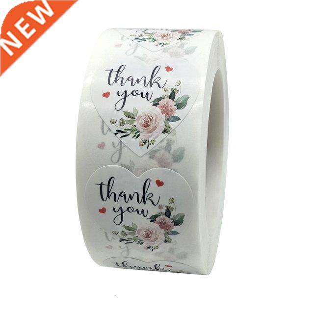 100-500pcs Thank You Stickers Heart Floral Seal Labels Cute