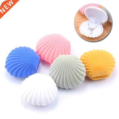 1 Piece Lovely Shell Shape Velvet Jewelry Box Wedding Engage