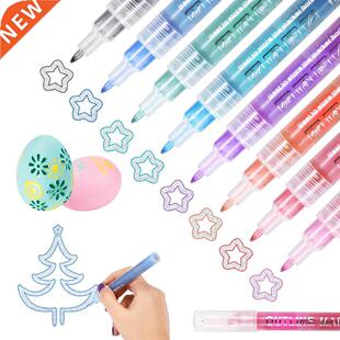 New 8PCS/Set Double Line Pen Metallic Color Magic Outline Ma