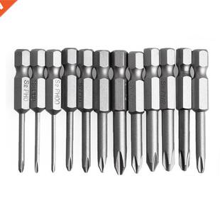 12Pcs/Set 50mm 1/4 nch Hex Shank Magnetc Phllps Cross Sc