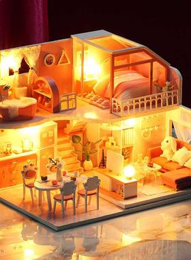 DIY Wooden Miniature Dollhouse Kit Princess Villa Doll House