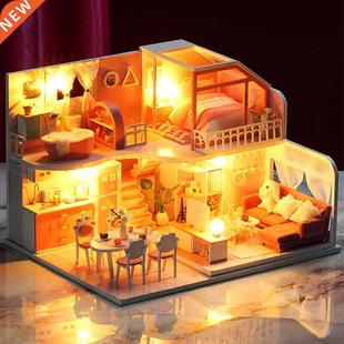 Dollhouse Kit Princess DIY Doll Miniature Villa House Wooden