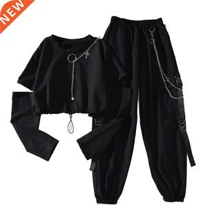 Spring Autumn Women Harajuku Cargo Pants Handsome Cool Two-p