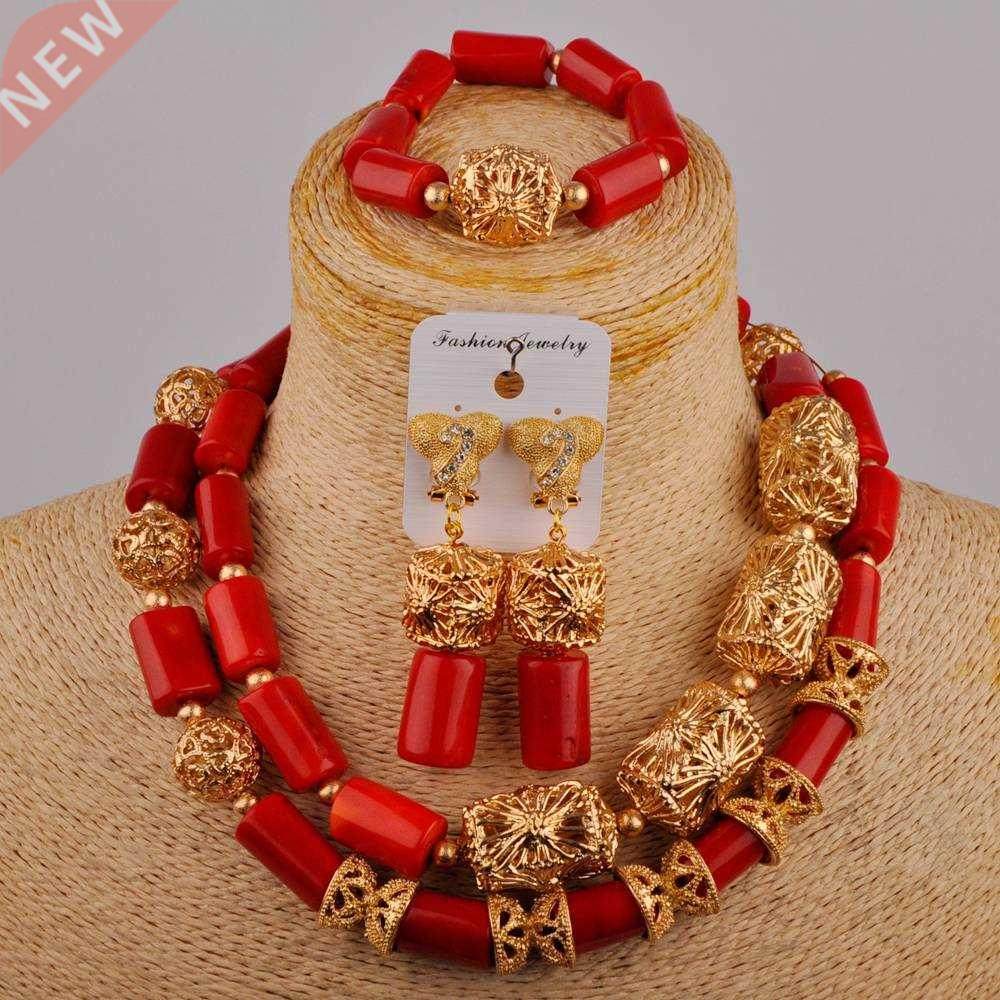 Dubai Gold Red Nigerian Werdding Coral Bes African Jewelry