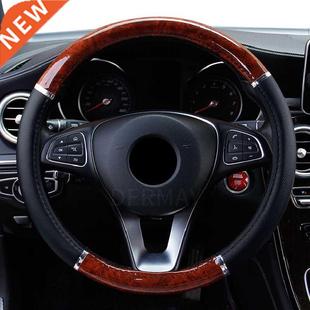 Steering Wheel ver Universal Wood Car Mahogany Leather Auto