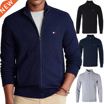 Autumn Winter Men's Sweater Coat 100%Cotton Sweater