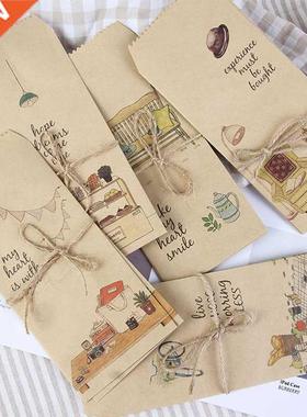 50pcs Vintage Kraft Paper Bags Retro Paper Envelopes With H
