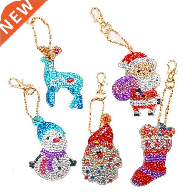 5PCS Christmas Key Chains Diamond Painting Christmas Keychai