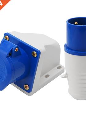 16 Amp 3 Pin Industrial Plug+Socket 220-250V Weatherproof IP
