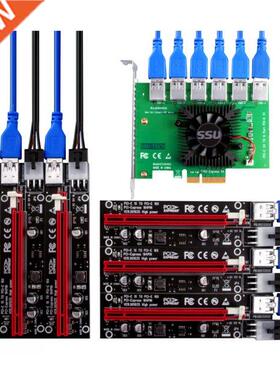 6 Set Cable Desktop Computer Expansion Board PCI-E 4X to USB