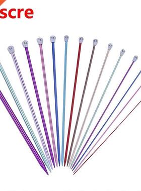 2Pcs/Set 35cm Single Pointed Knitting Pins Straight Aluminu