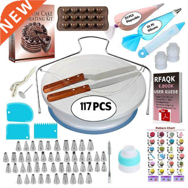 117pcs Cake Turntable Cake Decorating Tools Kit Rotary Table
