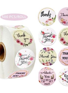 Pper Florl Thnk You Stickers Sel Lbels 100-500pcs 1&mp;#39