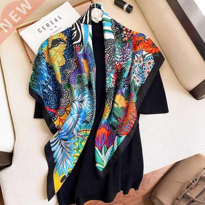 Women Scarf Silk Feeling Hair Neck Scarves Square Brand Offi