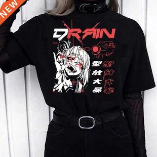 Goth Anime Tshirt Tee Aesthetic Women T-shirt Punk Grunge St