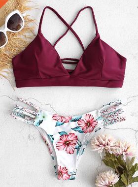 Summer Women's Micro Bikini Set Cut Out Flowers Bandage Swim