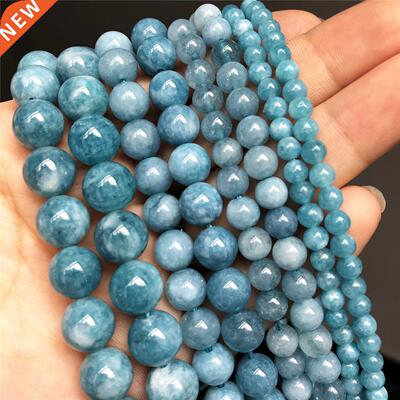 Natural Stone Dark Blue Chalcedony Jades Beads Round Loose S