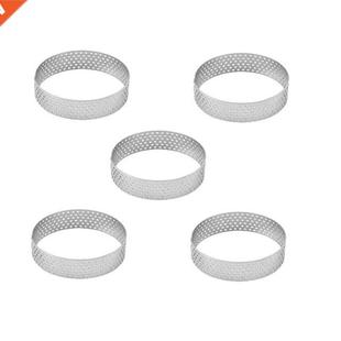 5Pcs 6cm Circular Tart Ring Dessert Stainless Steel Perforat