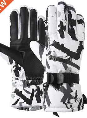 Winter Snowbod Ski Gloves PU Leather Non-slip Touch Screen