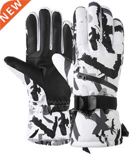 Winter Snowbod Ski Gloves PU Leather Non-slip Touch Screen